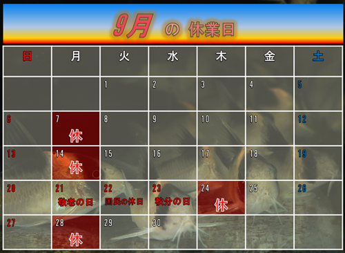 9月のカレンダー